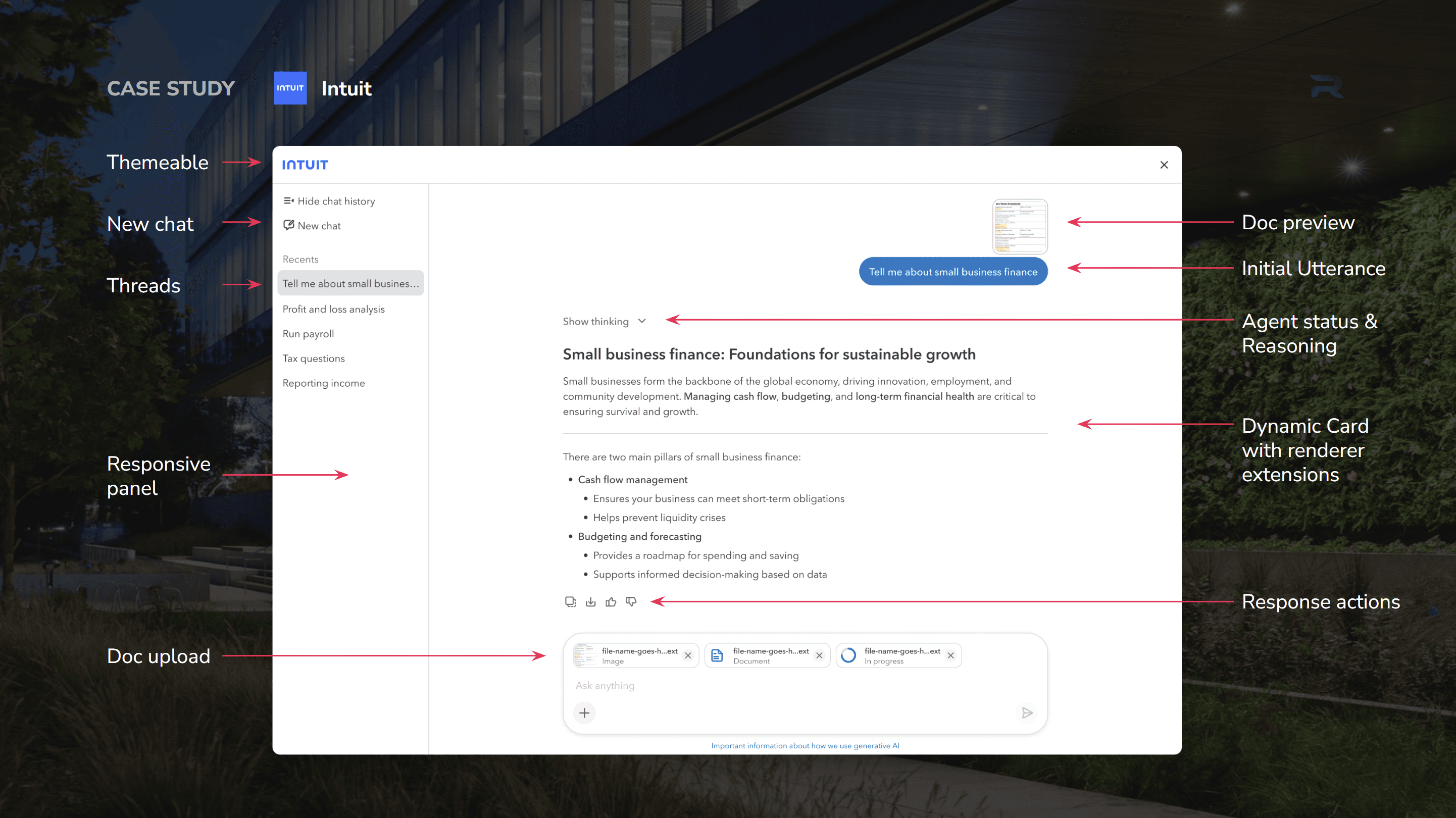 Intuit Agent Chat annotated widget parts