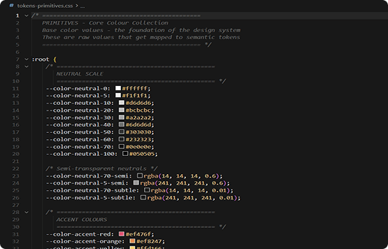 Primitive tokens code