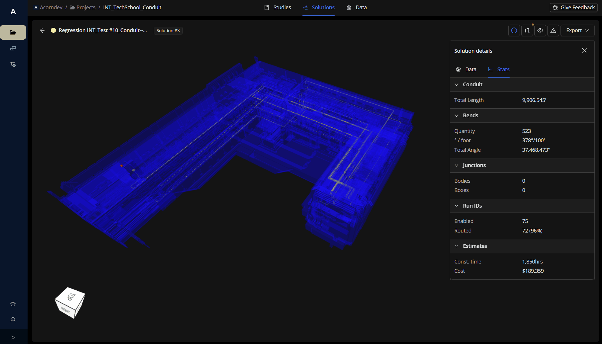 Generated output rendered in 3D inside the Augmenta platform